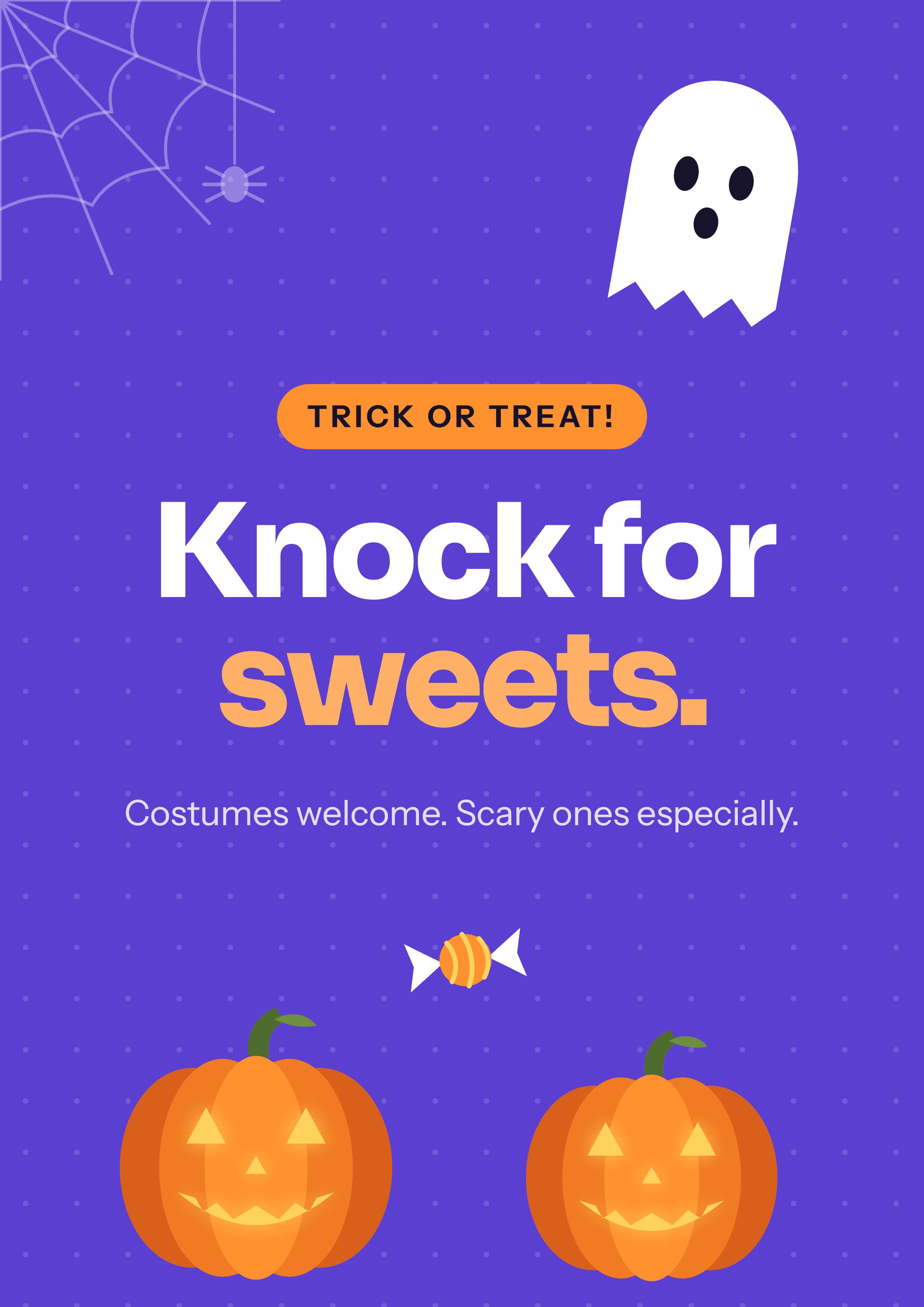 Halloween door sign: Knock for sweets