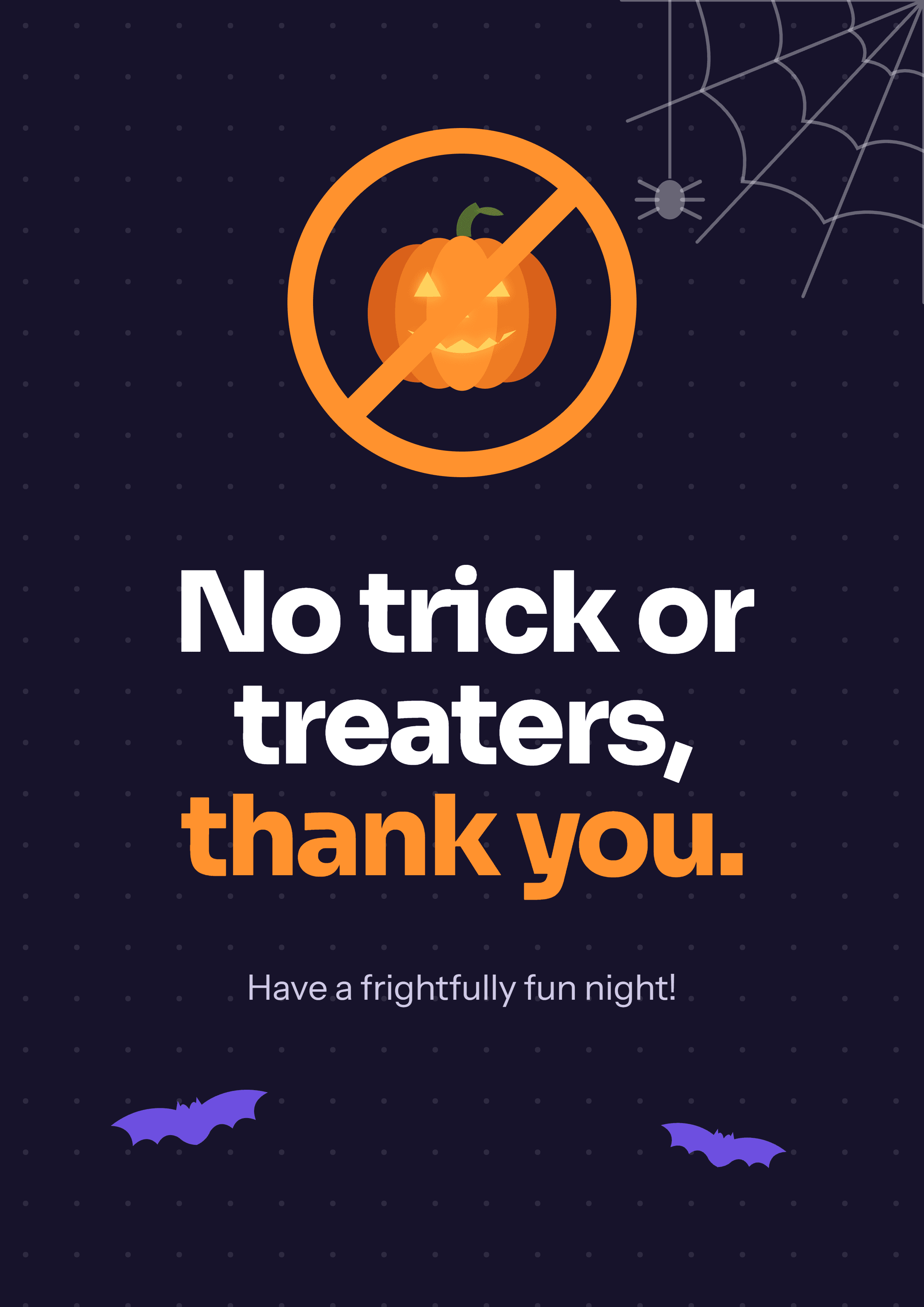 Halloween door sign: No trick-or-treaters