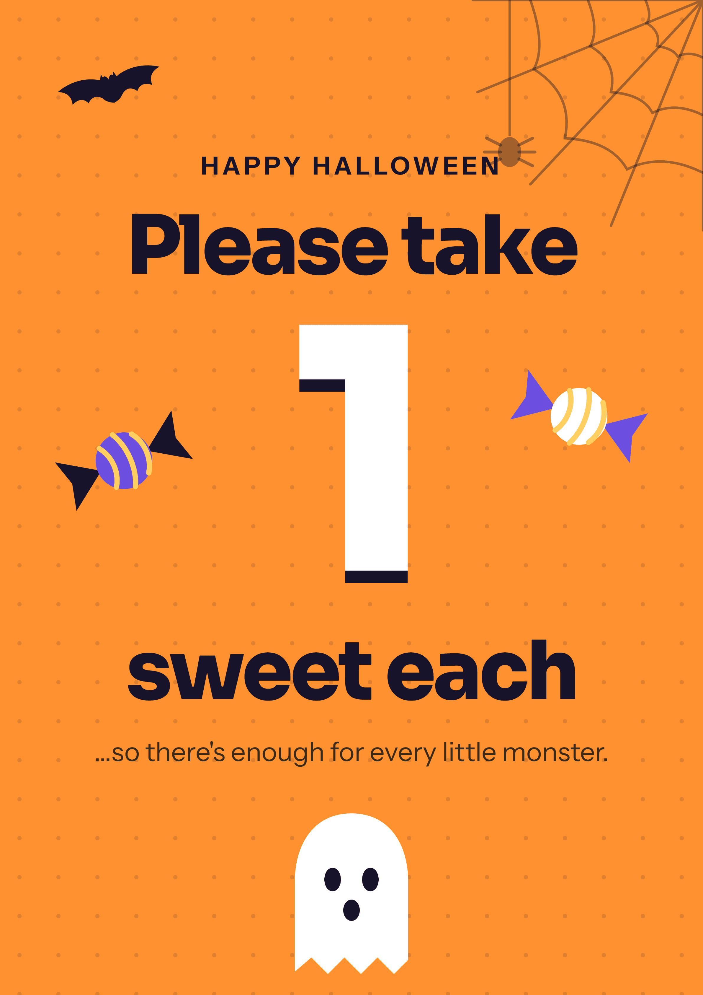 Halloween door sign: Please take 1 sweet each